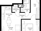 1-к. квартира, 42&nbsp;м²