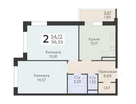 2-к. квартира, 56&nbsp;м²