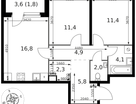 2-к. квартира, 60 м²