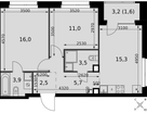 3-к. квартира, 59 м²