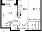 2-к. квартира, 45 м²