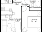 1-к. квартира, 36&nbsp;м²