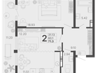 2-к. квартира, 71&nbsp;м²