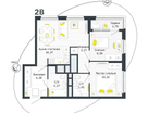 2-к. квартира, 57&nbsp;м²