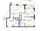 2-к. квартира, 57&nbsp;м²