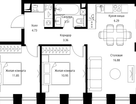 2-к. квартира, 57 м²