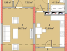 1-к. квартира, 54&nbsp;м²