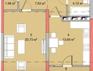1-к. квартира, 54&nbsp;м²