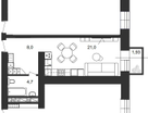 Студия, 33,7&nbsp;м²