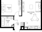 1-к. квартира, 40 м²