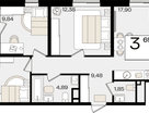 3-к. квартира, 69&nbsp;м²