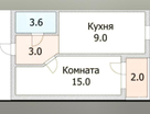 1-к. квартира, 32,6&nbsp;м²