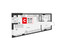 Студия, 45 м²