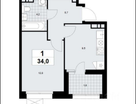 1-к. квартира, 34&nbsp;м²