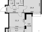 2-к. квартира, 47&nbsp;м²