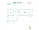 2-к. квартира, 58,1&nbsp;м²