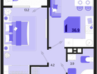 1-к. квартира, 36&nbsp;м²