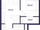 1-к. квартира, 43 м²