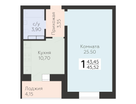 1-к. квартира, 45&nbsp;м²