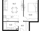 Студия, 41 м²