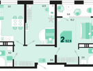 2-к. квартира, 62&nbsp;м²