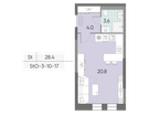 Студия, 28&nbsp;м²