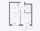1-к. квартира, 35,1&nbsp;м²