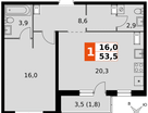 1-к. квартира, 53&nbsp;м²