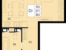 1-к. квартира, 28&nbsp;м²