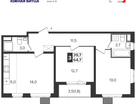 3-к. квартира, 64&nbsp;м²