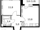 1-к. квартира, 35 м²