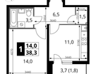 1-к. квартира, 38&nbsp;м²