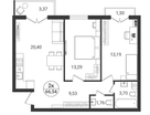 2-к. квартира, 66,5&nbsp;м²