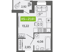 Студия, 21,6&nbsp;м²