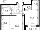 2-к. квартира, 46&nbsp;м²