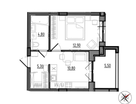 1-к. квартира, 36,6 м²