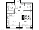 1-к. квартира, 39 м²