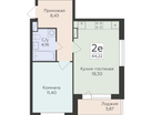 2-к. квартира, 44&nbsp;м²