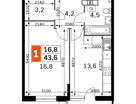 1-к. квартира, 43&nbsp;м²