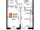 1-к. квартира, 43&nbsp;м²