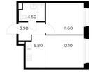 2-комнатная квартира, 37&nbsp;м²