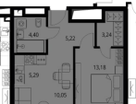 1-к. квартира, 41,4 м²