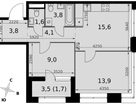2-к. квартира, 53&nbsp;м²