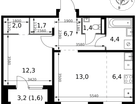 2-к. квартира, 49&nbsp;м²