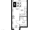 Студия, 21 м²