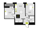 2-к. квартира, 53&nbsp;м²