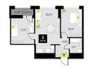2-к. квартира, 53&nbsp;м²