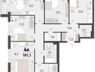4-к. квартира, 101 м²