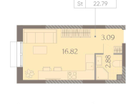 Студия, 22,8 м²