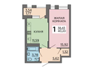 1-к. квартира, 40&nbsp;м²